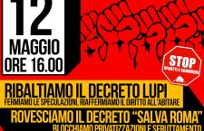 Liberiamo Roma da divieti, rendita e precarietà: lunedì 12 maggio manifestazione cittadina ore 16 da Piazza della Repubblica