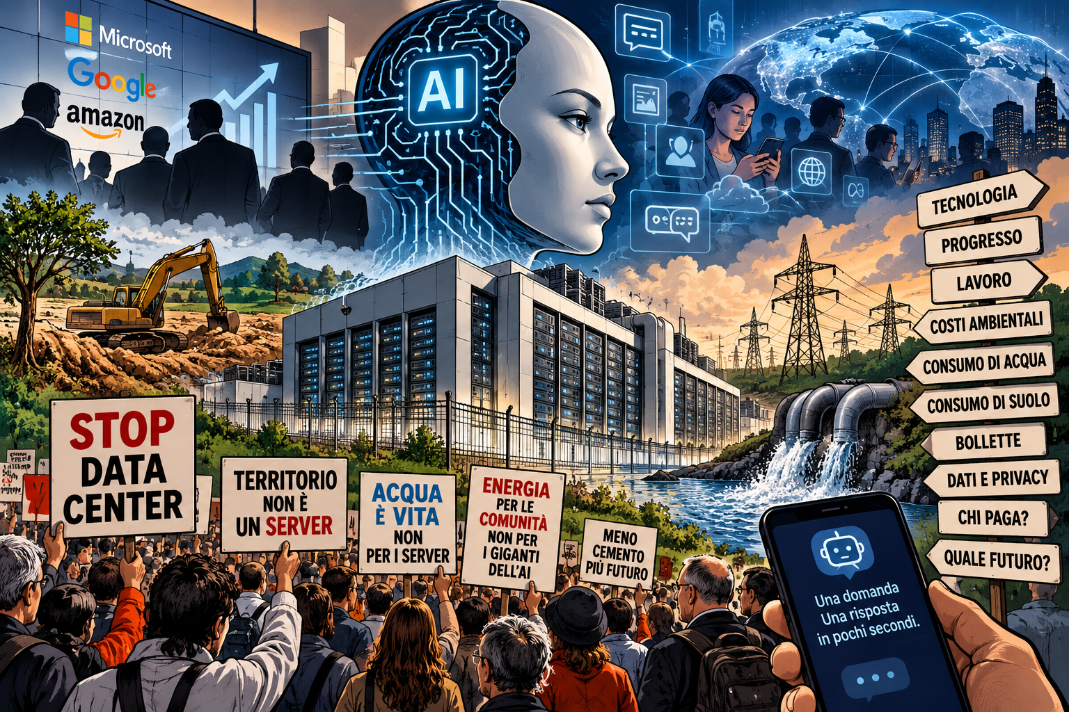 La rivolta anche in Italia contro i data center: il prezzo fisico dell’intelligenza artificiale