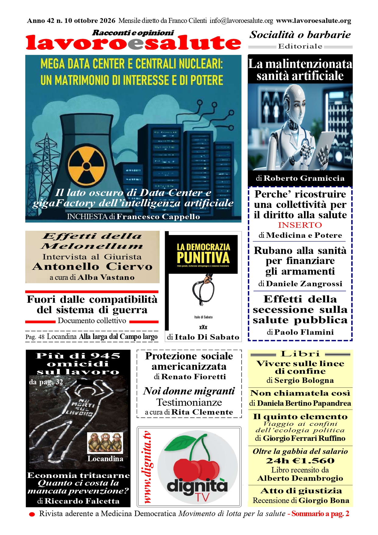 In rete il numero di ottobre 2026 del mensile Lavoro e Salute