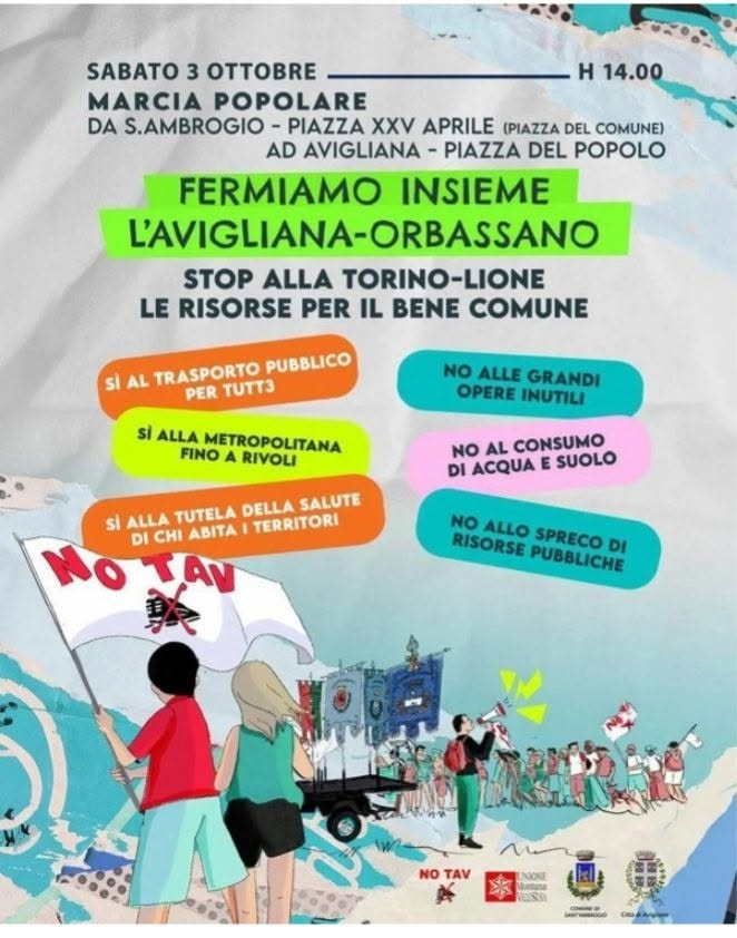 Tutti in marcia il 3 ottobre in Val di Susa per dire NO alla cantierizzazione che avanza